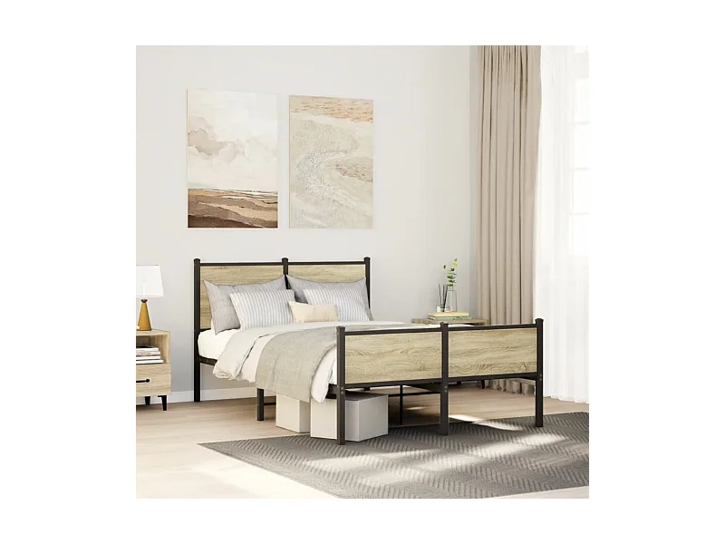 Giroletto senza Materaso in Metallo Rovere Sonoma 120x190 cm