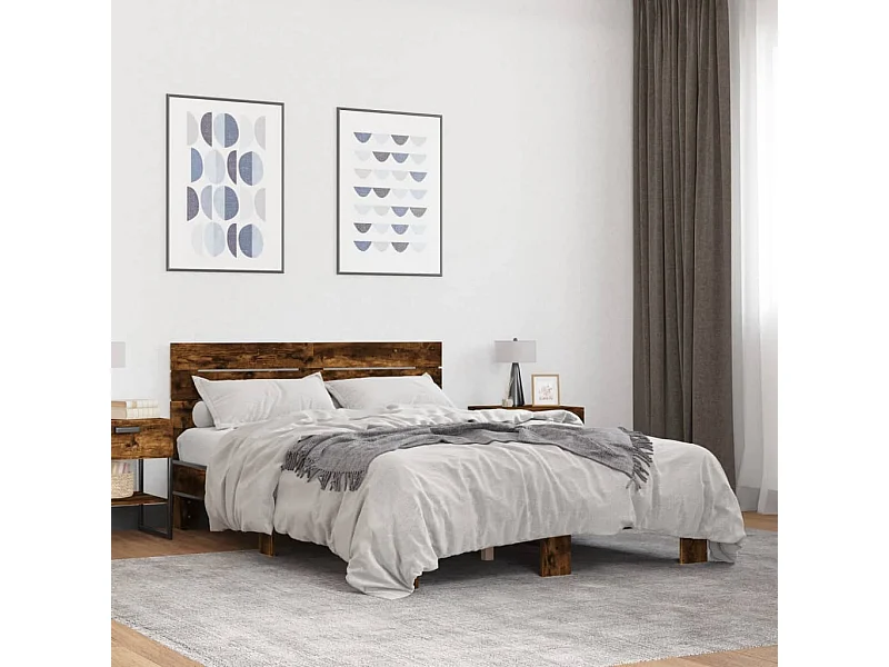 Cadre de lit sans matelas chêne fumé 140x190 cm