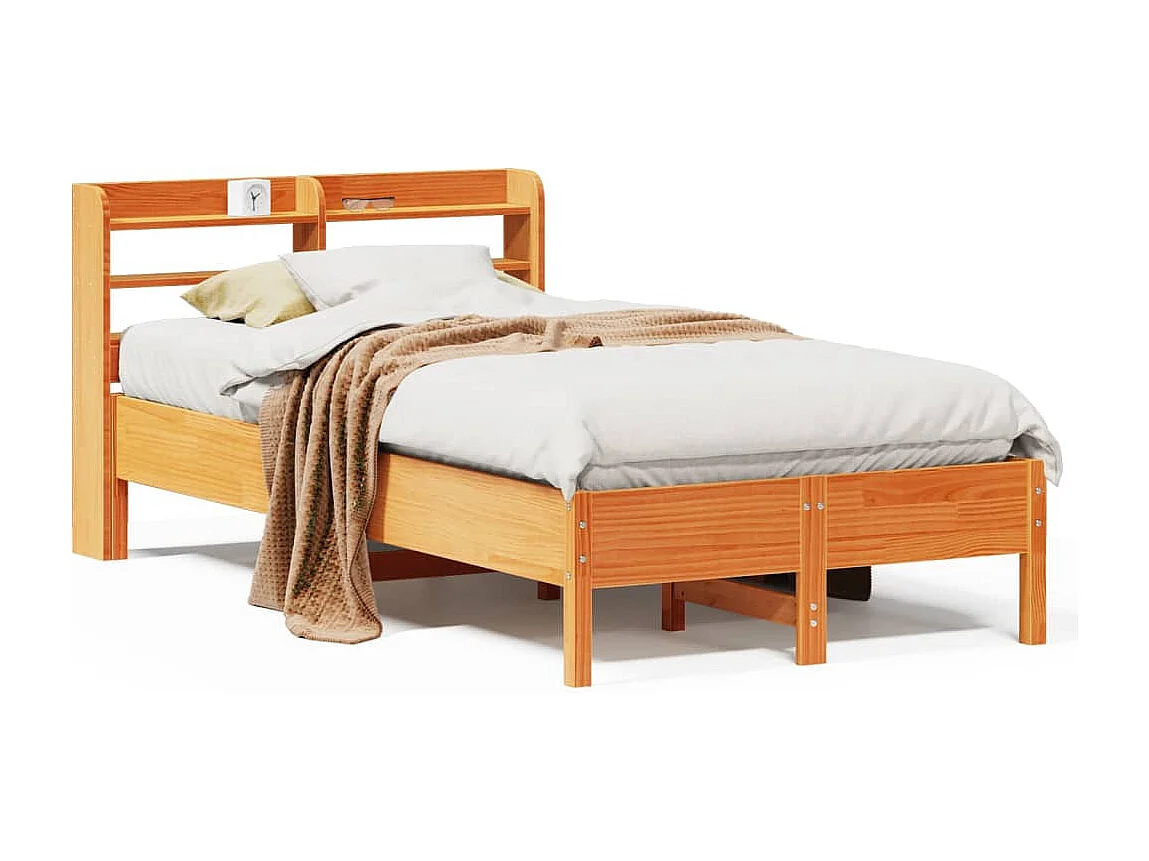 Cadre de lit sans matelas cire marron 75x190 cm bois pin massif