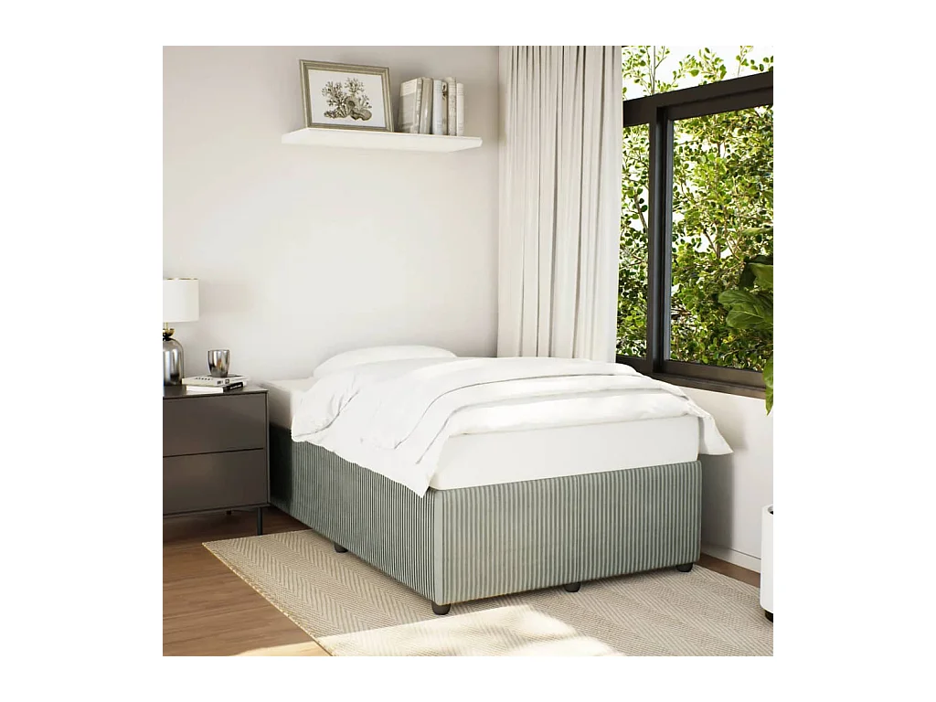 Cadre de lit sans matelas gris clair 120x190 cm velours