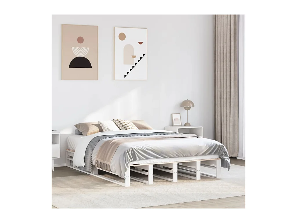 Letto senza Materasso Bianco 120x200 cm Legno Massello di Pino