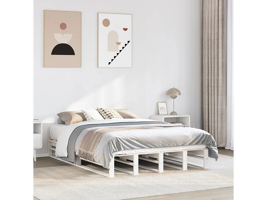 Letto senza Materasso Bianco 120x200 cm Legno Massello di Pino