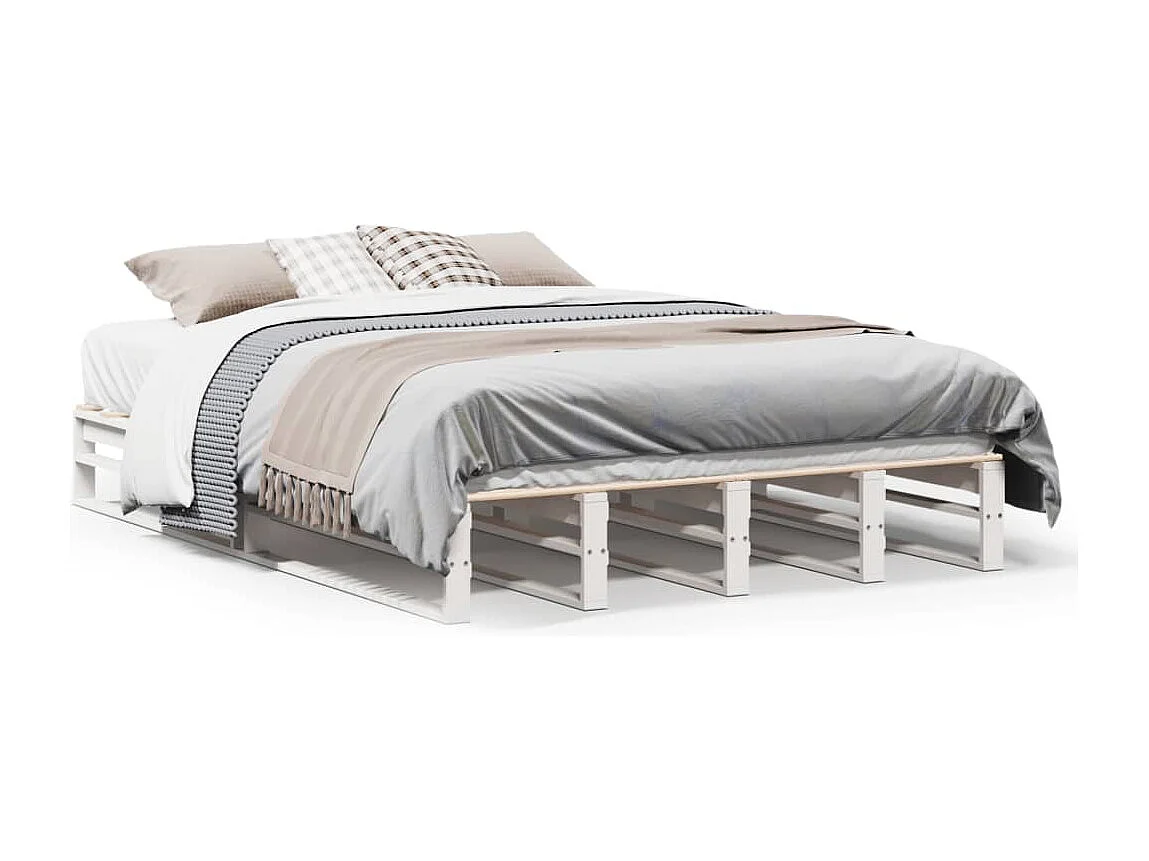 Letto senza Materasso Bianco 120x200 cm Legno Massello di Pino