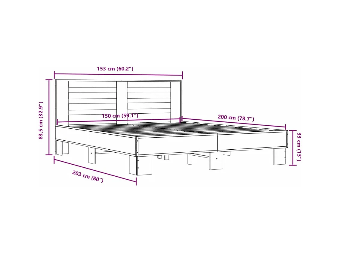 Giroletto Rovere Sonoma 150x200 cm in Legno Multistrato Metallo