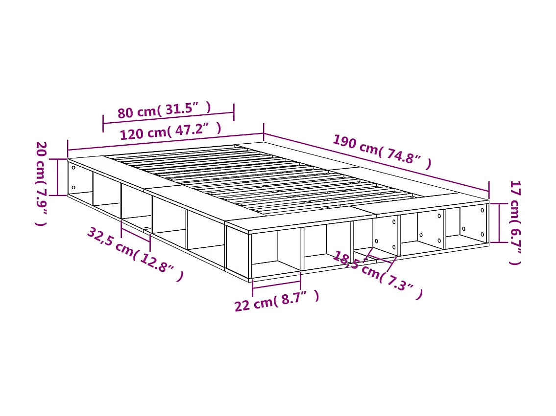 Cadre de lit sans matelas chêne sonoma 150x200 cm