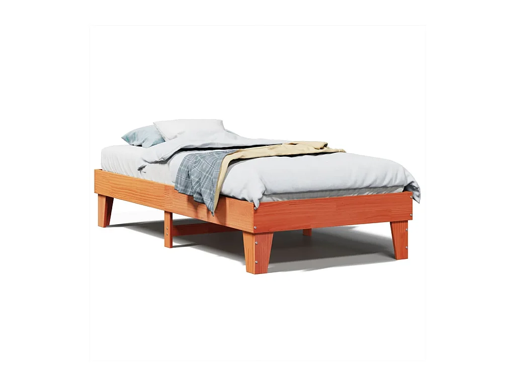 Cadre de lit sans matelas cire marron 90x200 cm bois pin massif