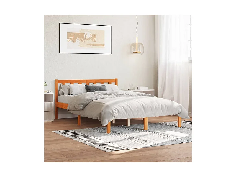 Letto senza Materasso Marrone Cera 140x190 cm in Legno di Pino
