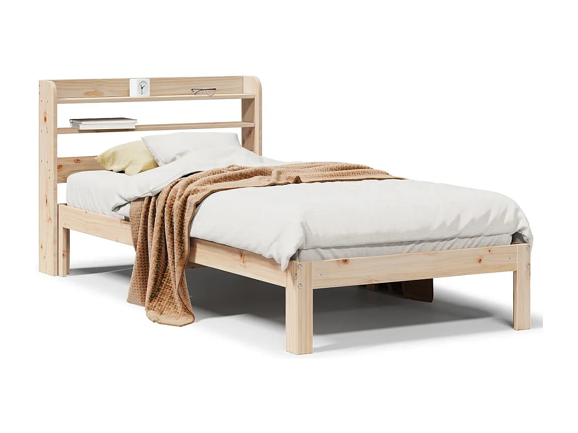 Estrutura de cama com cabeceira 90x200 cm pinho maciço