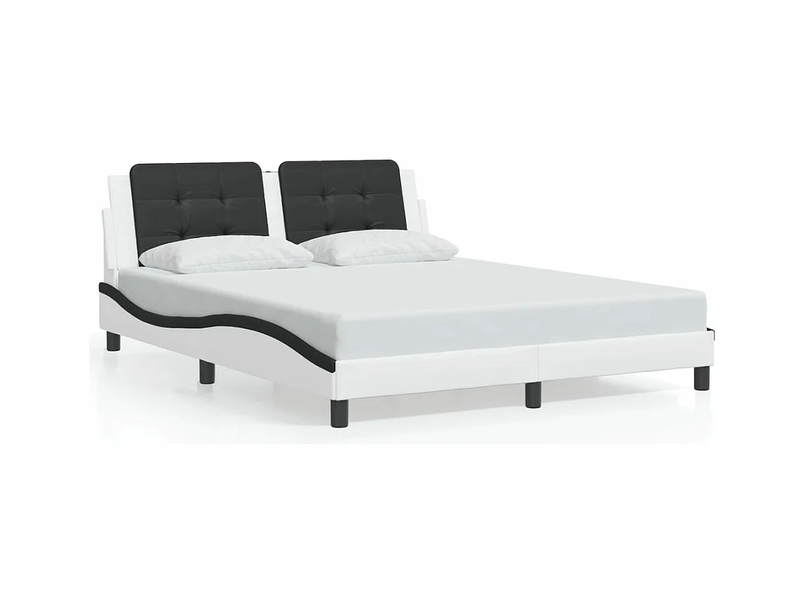 Cadre de lit sans matelas blanc et noir 160x200 cm similicuir