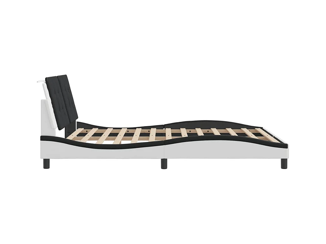 Cadre de lit sans matelas blanc et noir 160x200 cm similicuir