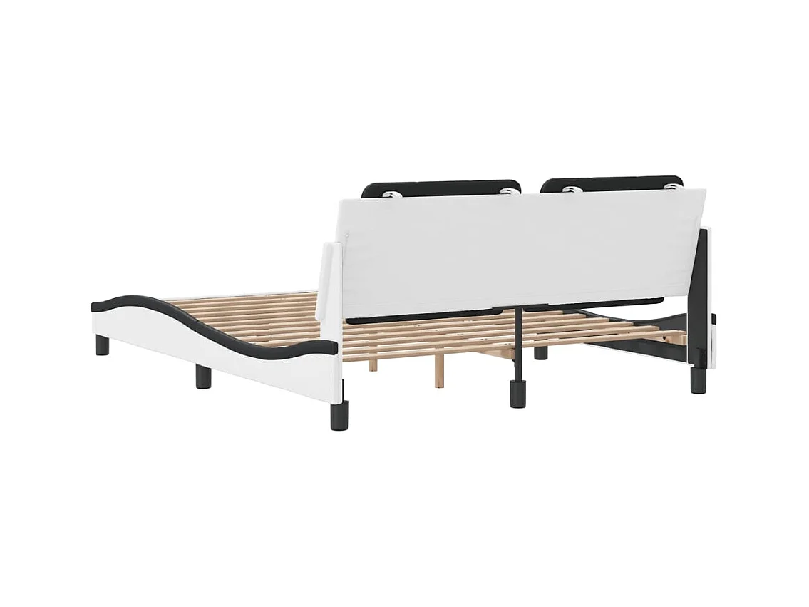 Cadre de lit sans matelas blanc et noir 160x200 cm similicuir