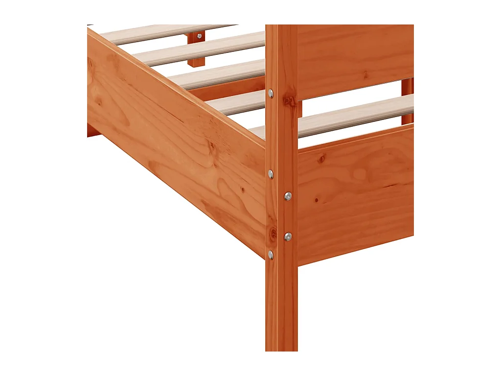 Cama sin colchón madera maciza de pino marrón cera 120x200 cm