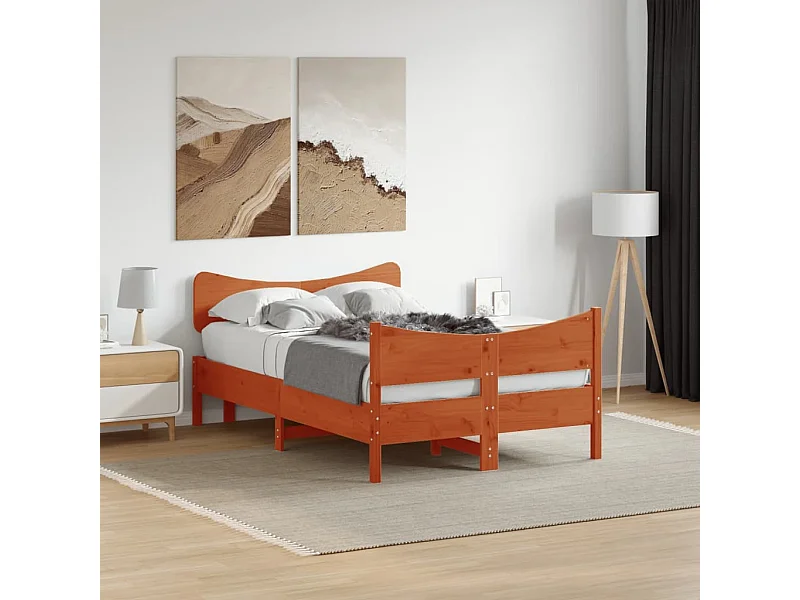 Cadre de lit sans matelas cire marron 120x200cm bois pin massif