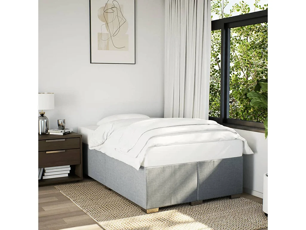 Cadre de lit sans matelas gris clair 120x200 cm tissu