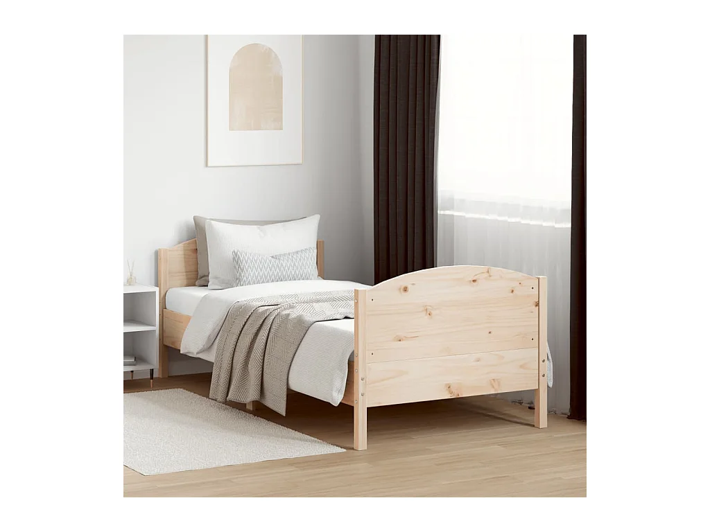 Estructura de cama sin colchón madera maciza pino 75x190 cm