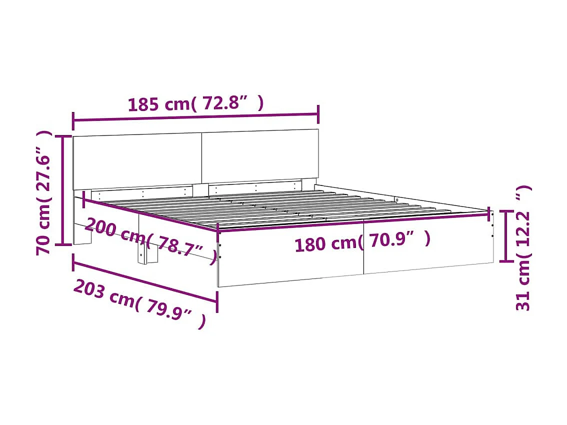 Cadre de lit sans matelas 120x190 cm bois de pin massif