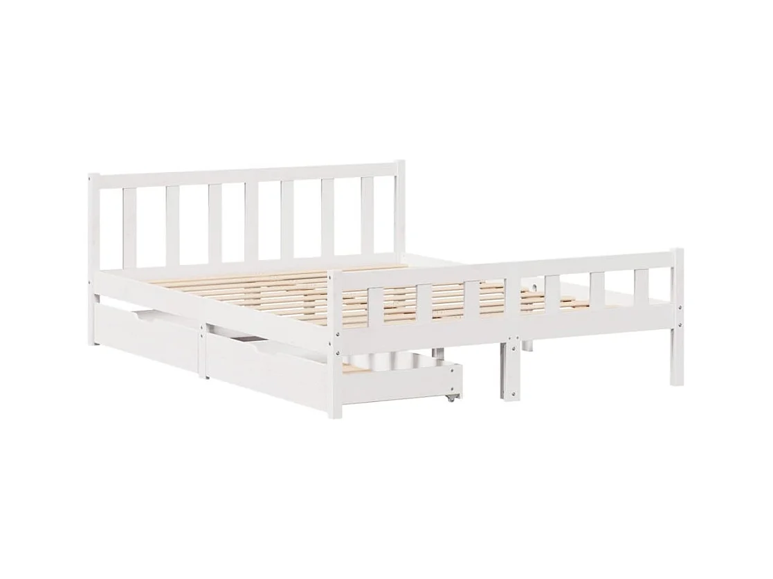 Cadre de lit sans matelas blanc 160x200 cm bois de pin massif