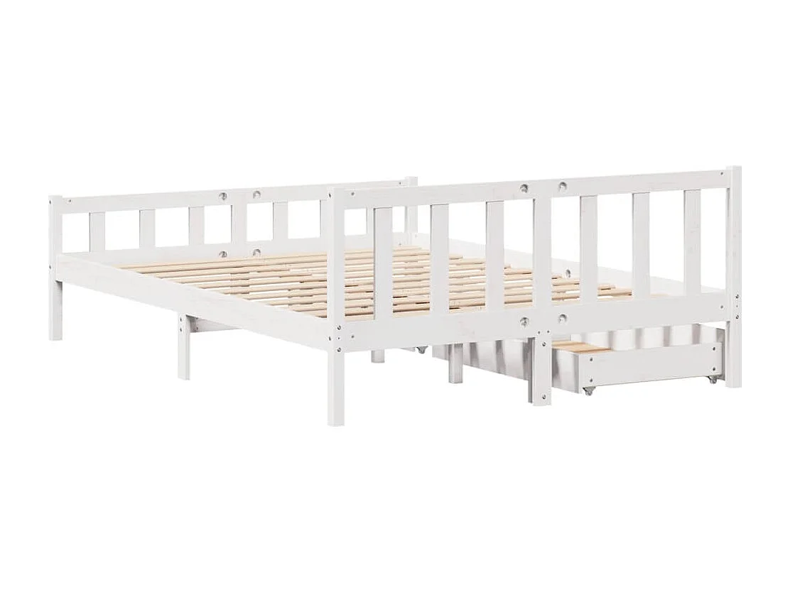 Cadre de lit sans matelas blanc 160x200 cm bois de pin massif