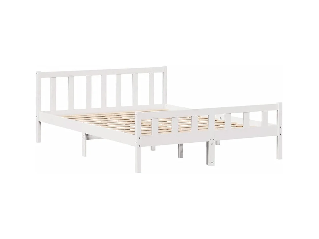 Cadre de lit sans matelas blanc 160x200 cm bois de pin massif