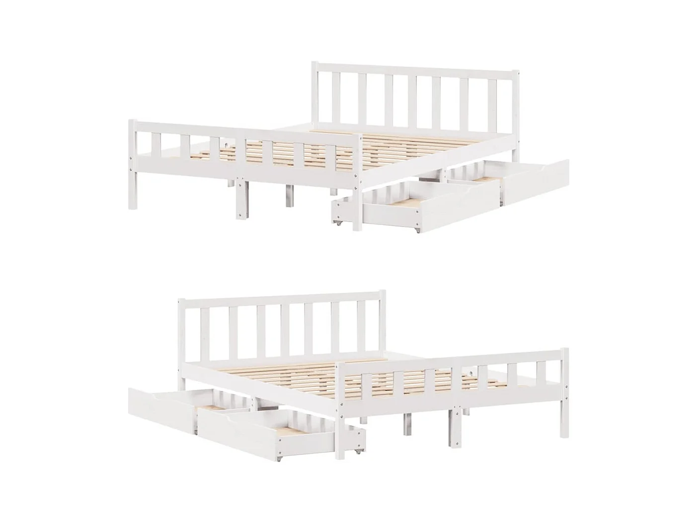 Cadre de lit sans matelas blanc 160x200 cm bois de pin massif