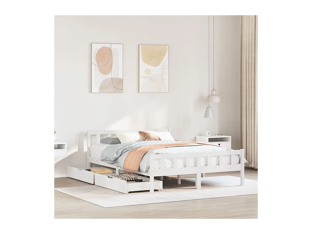 Estructura de cama sin colchón madera maciza de pino 160x200 cm