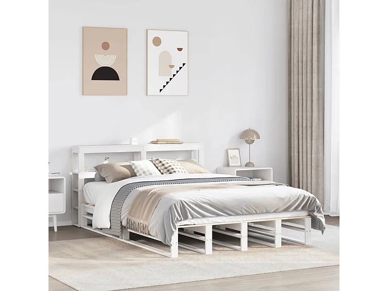 Cadre de lit sans matelas blanc 120x190 cm bois de pin massif