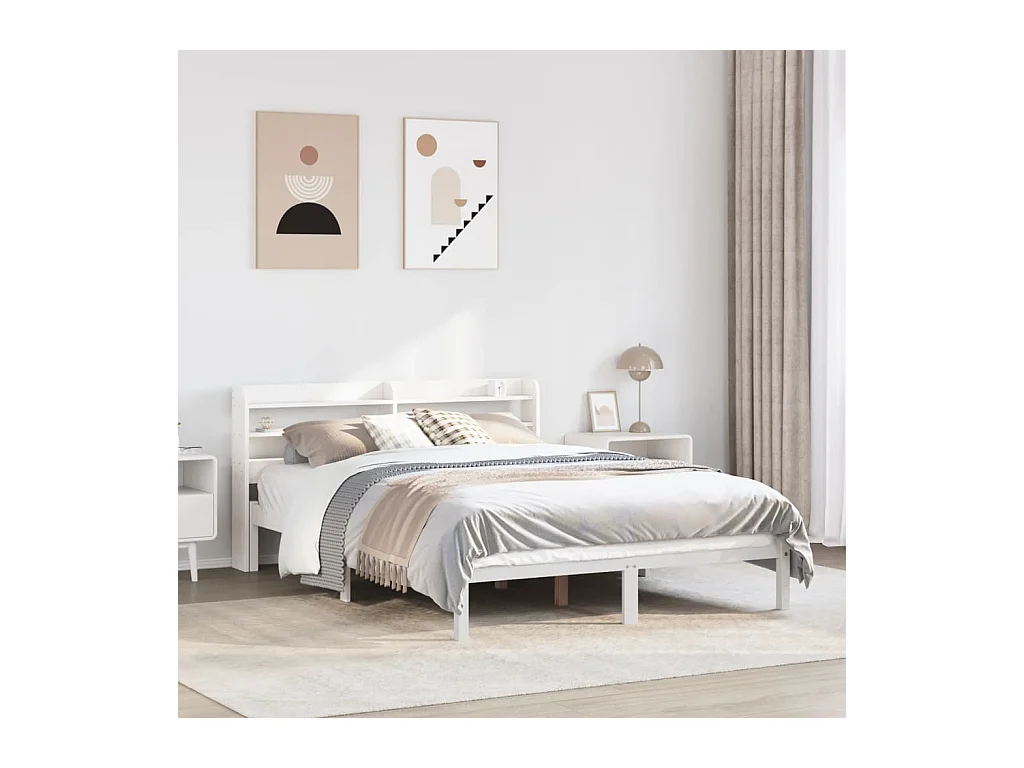 Cadre de lit sans matelas blanc 140x200 cm bois de pin massif