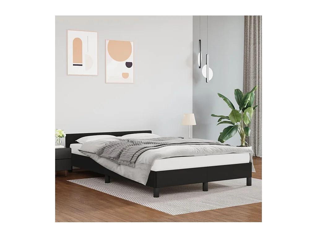 Giroletto con Testiera Nero 120x190 cm in Similpelle