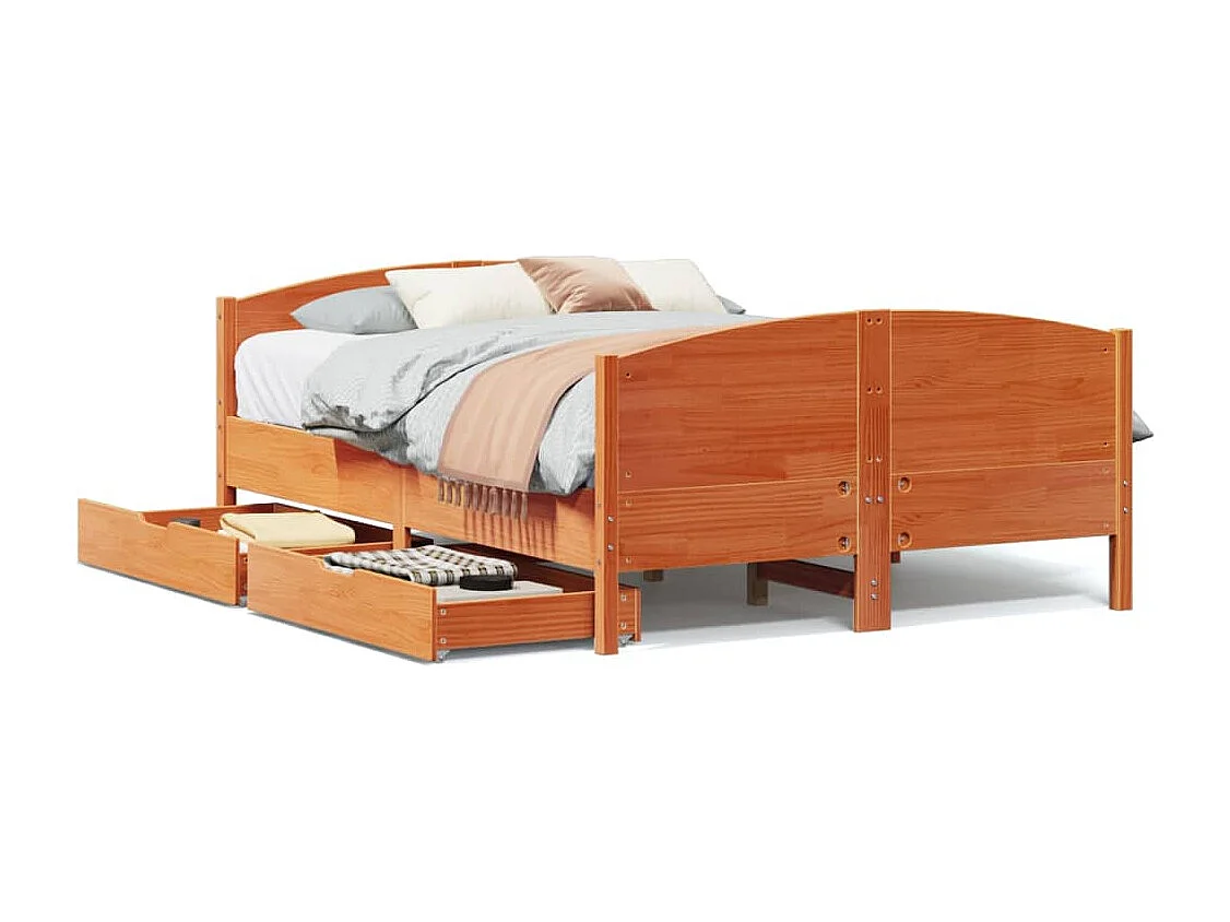 Letto senza Materasso Marrone Cera 140x190 cm in Legno di Pino