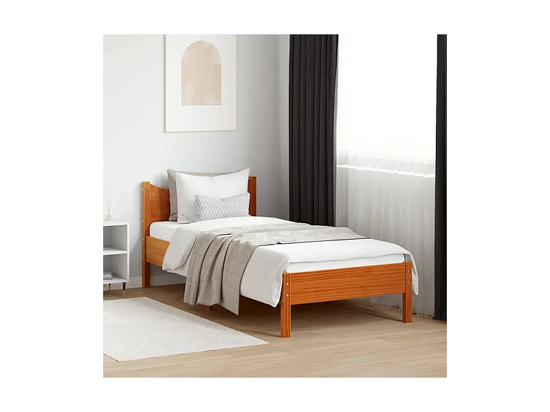 Letto senza Materasso Marrone Cera 90x200 cm Legno di Pino