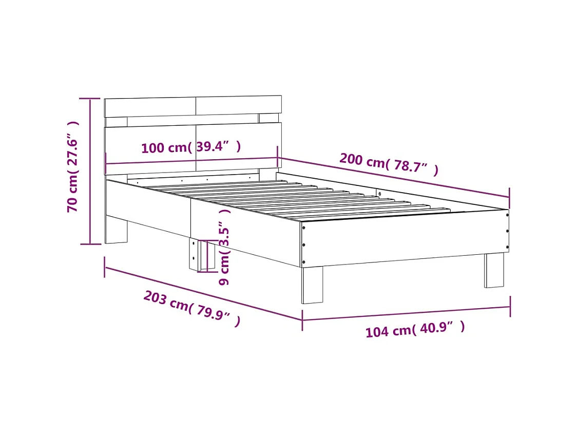 Cadre de lit sans matelas cire marron 90x200 cm bois pin massif