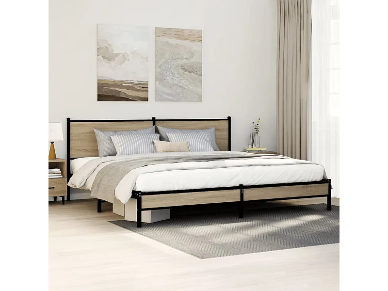 Giroletto senza Materaso in Metallo Rovere Sonoma 200x200 cm