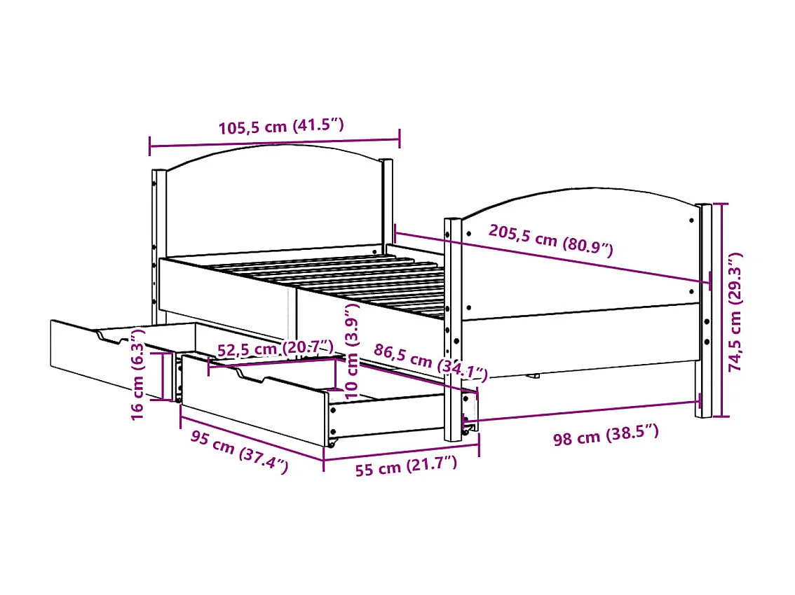 Cadre de lit en métal sans matelas chêne sonoma 200x200 cm