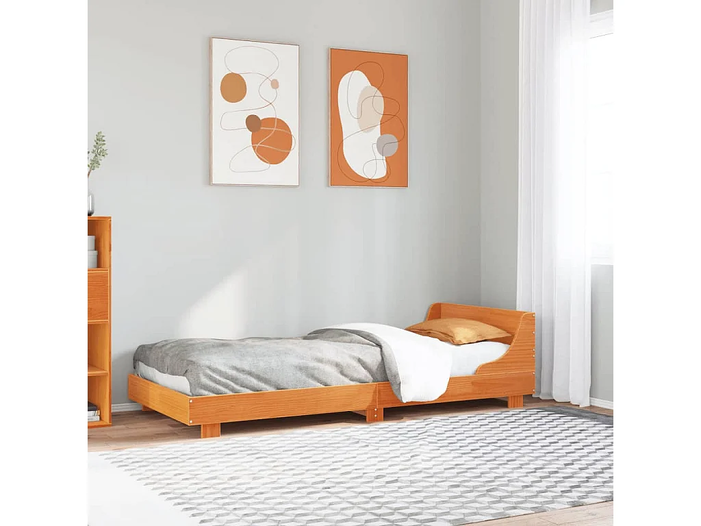 Letto senza Materasso Marrone Cera 90x200 cm Legno di Pino