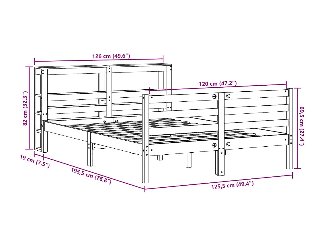 Letto senza Materasso Marrone Cera 90x200 cm Legno di Pino