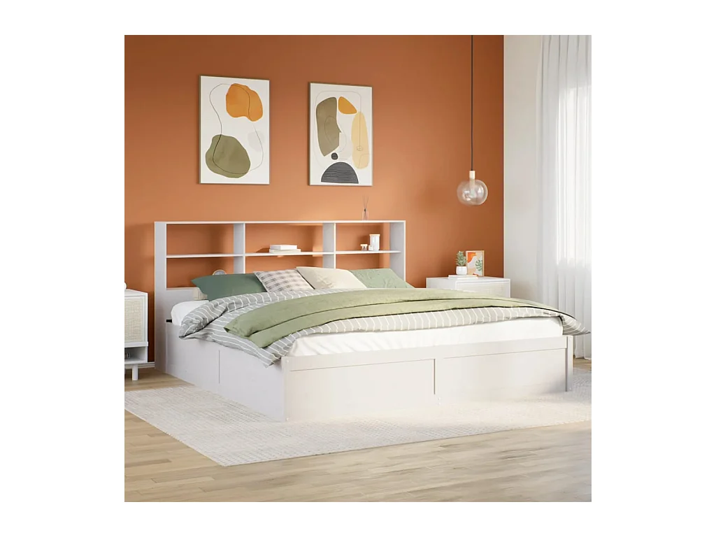 Giroletto senza Materasso Bianco 180x200 cm Legno Massello Pino