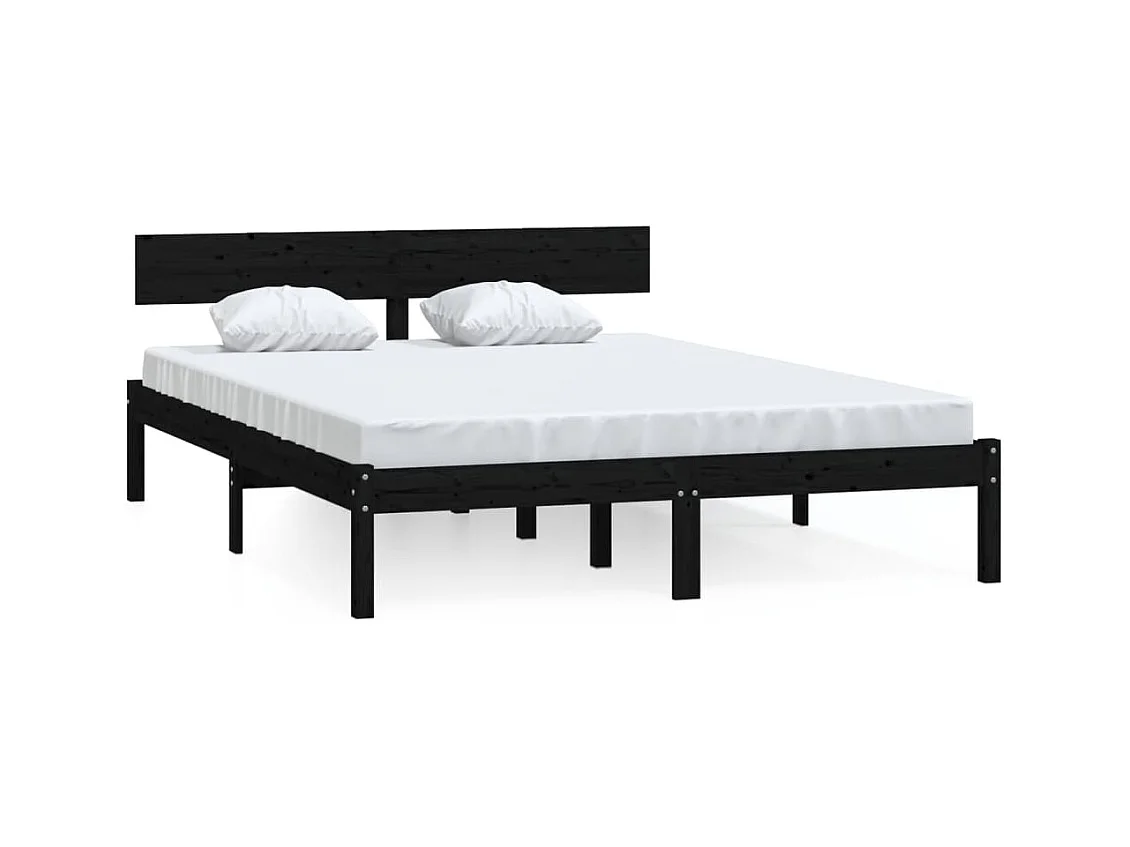 Giroletto Nero in Legno Massello di Pino 140x190 cm