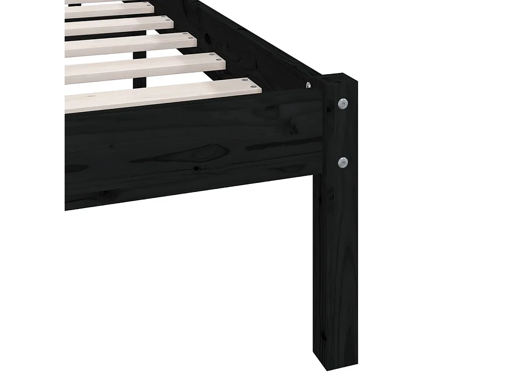 Estructura de cama sin colchón madera maciza negro 140x190 cm