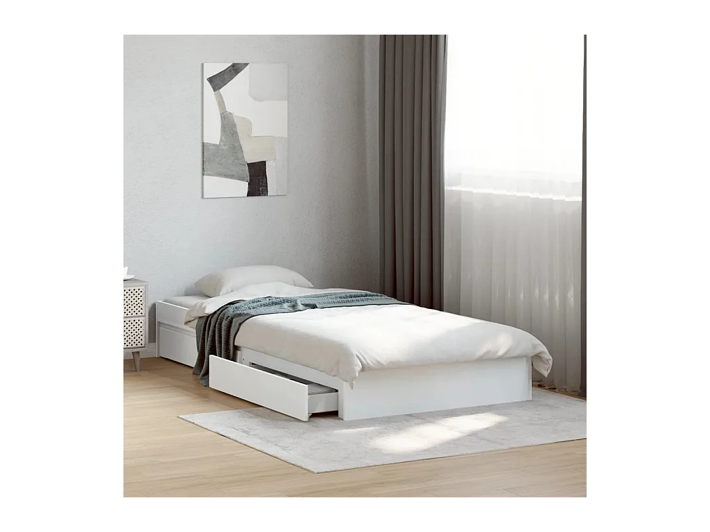 Giroletto con Cassetti Bianco 90x200 cm in Legno Multistrato