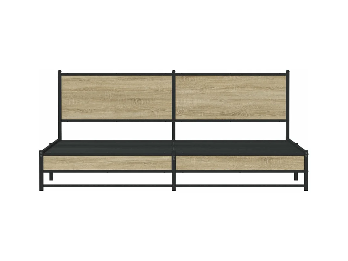 Cadre de lit en métal sans matelas chêne sonoma 200x200 cm