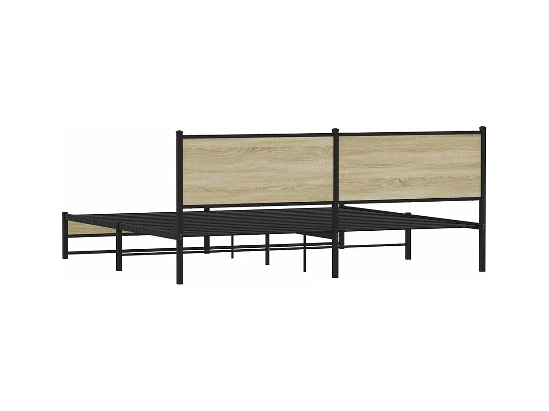 Metallbett ohne Matratze Sonoma-Eiche 200x200 cm
