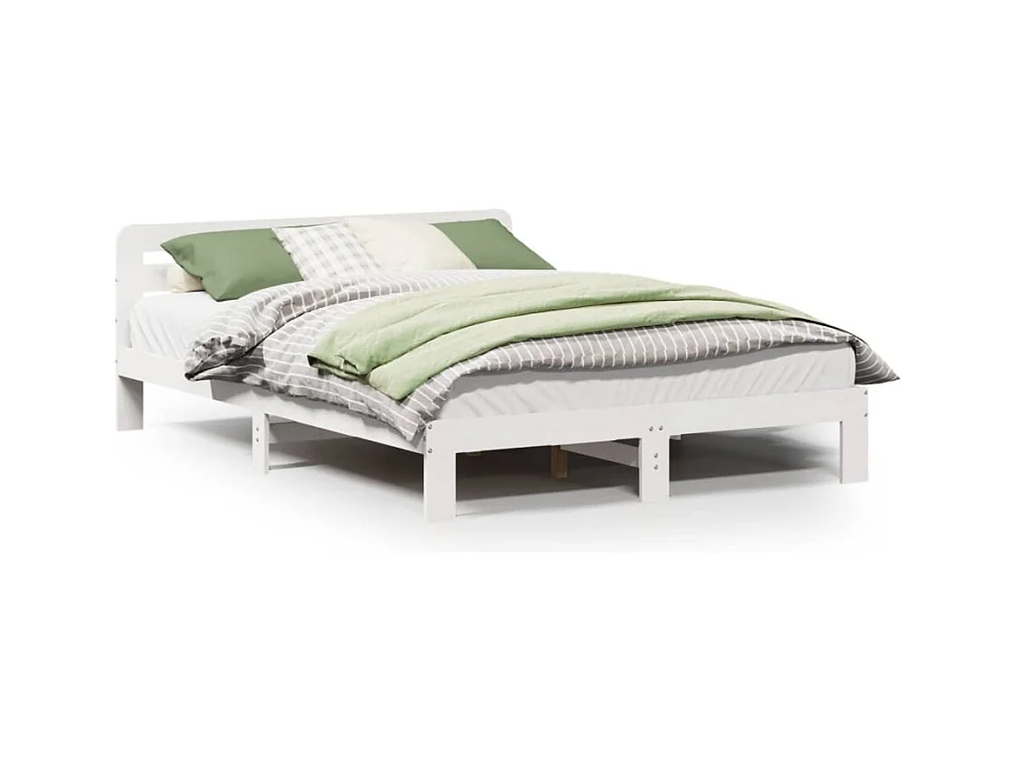 Cadre de lit sans matelas blanc 150x200 cm bois de pin massif