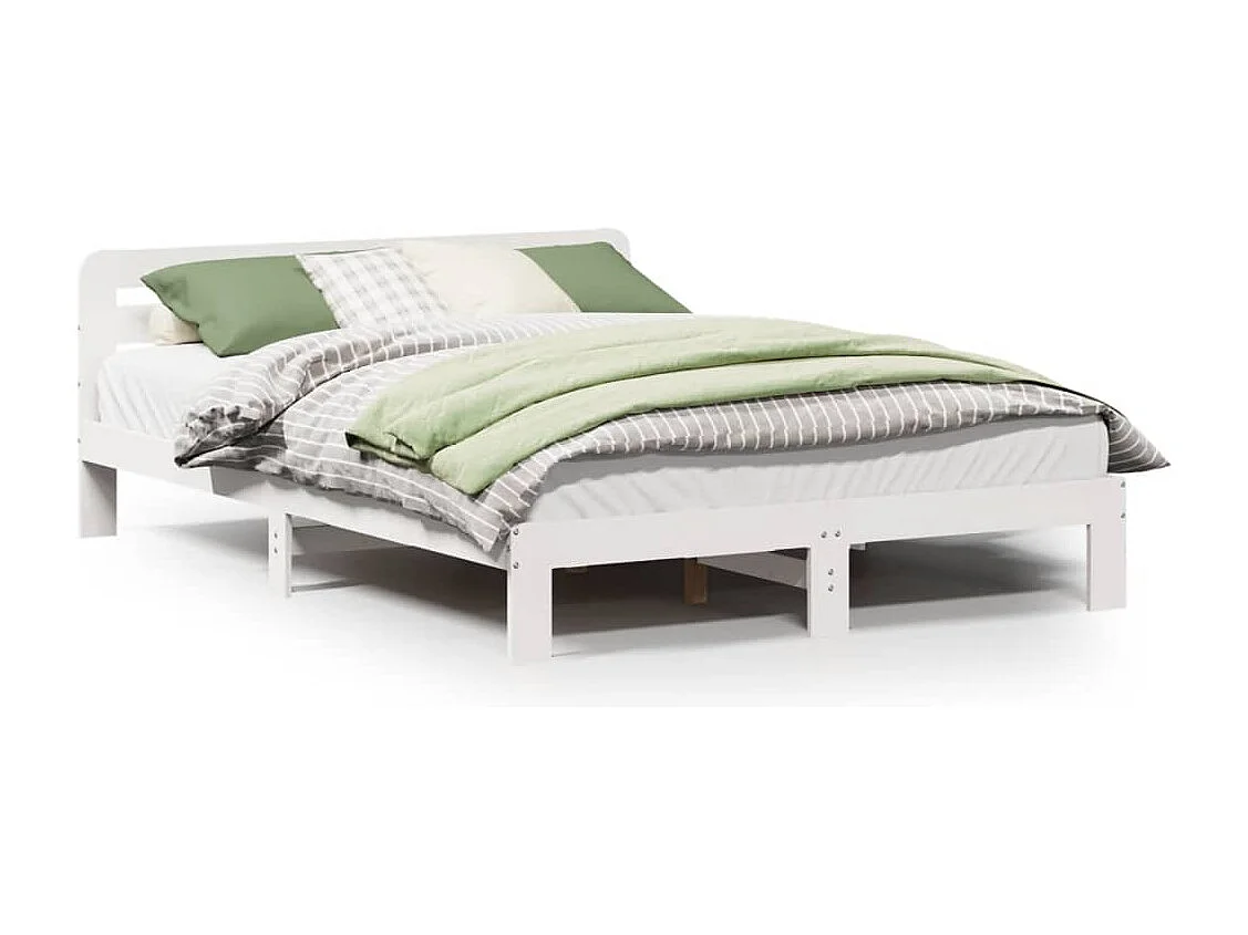 Cadre de lit sans matelas blanc 150x200 cm bois de pin massif
