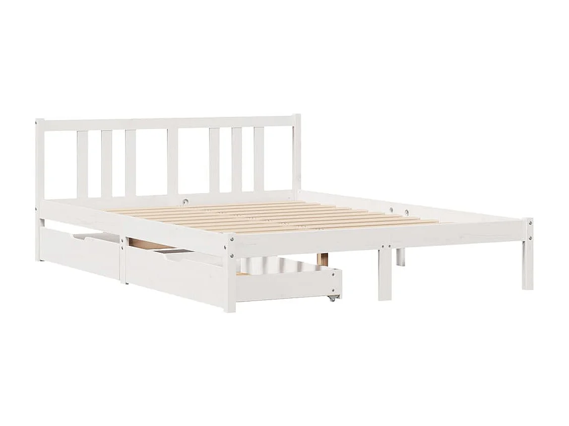 Letto senza Materasso Bianco 160x200 cm Legno Massello di Pino