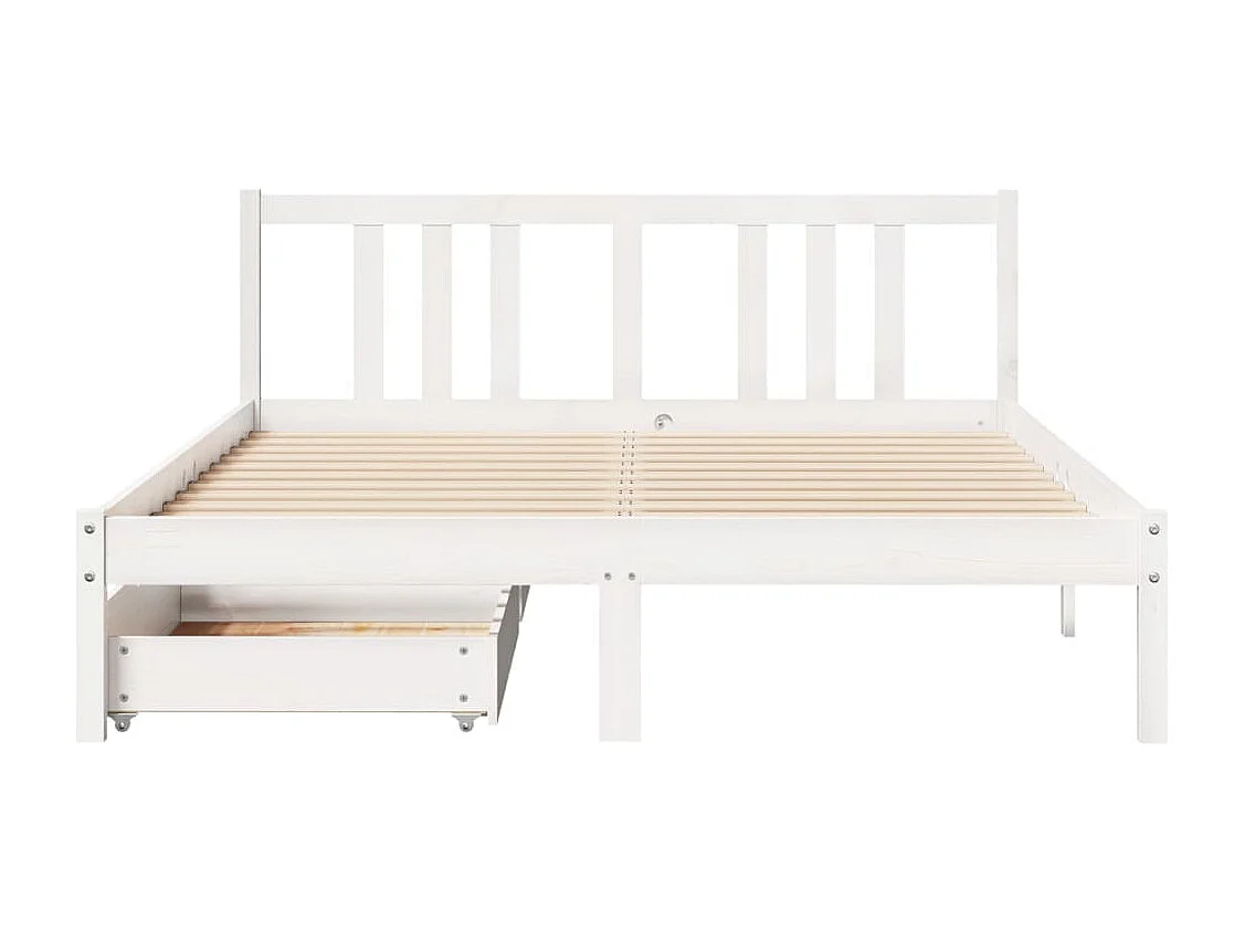 Letto senza Materasso Bianco 160x200 cm Legno Massello di Pino