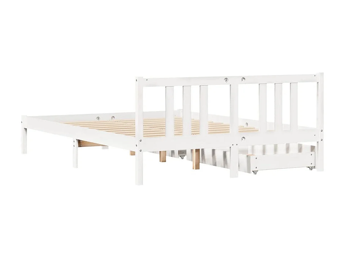 Letto senza Materasso Bianco 160x200 cm Legno Massello di Pino