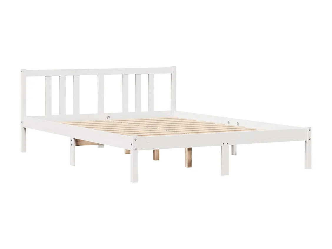 Letto senza Materasso Bianco 160x200 cm Legno Massello di Pino