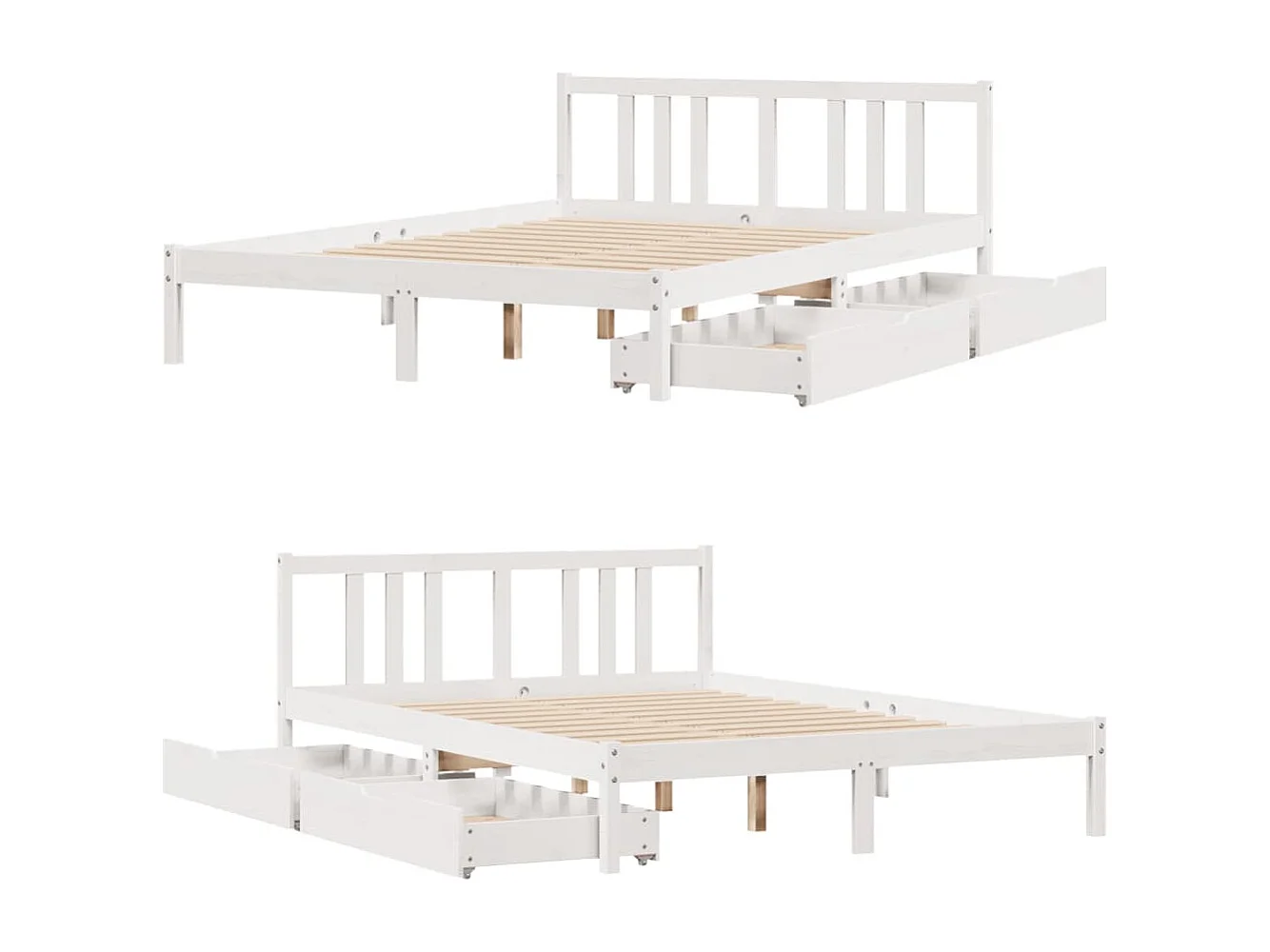 Letto senza Materasso Bianco 160x200 cm Legno Massello di Pino