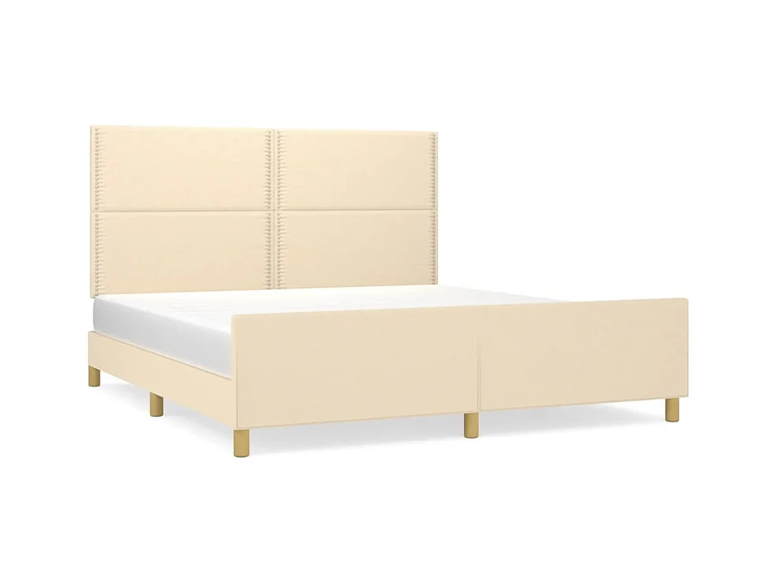 Cadre de lit sans matelas crème 180x200 cm tissu