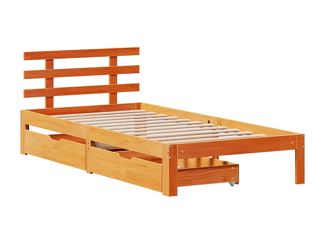 Estructura cama con cajones madera maciza pino marrón 100x200cm
